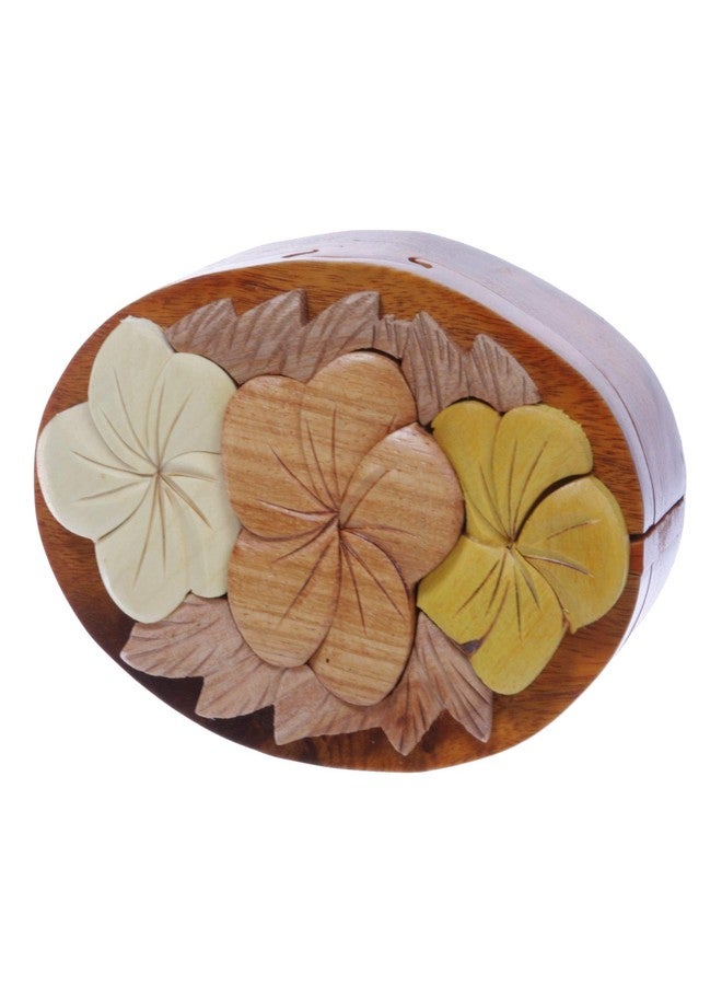 Beltiscool Handcrafted Wooden Flowers Shape Oval Secret Jewelry Puzzle Box - Flowers - Image 1